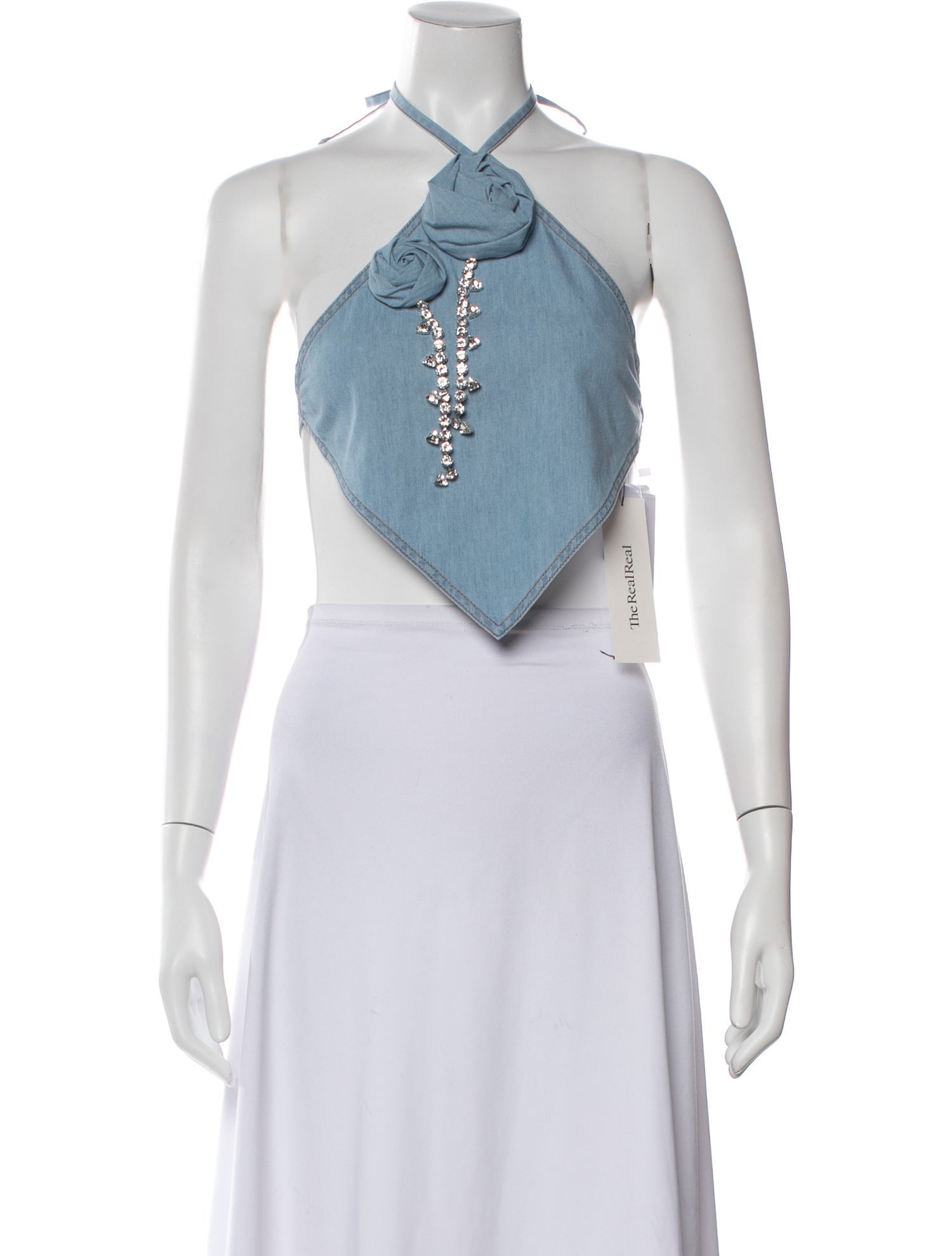 Area Graphic Print Halterneck Crop Top w/ Tags