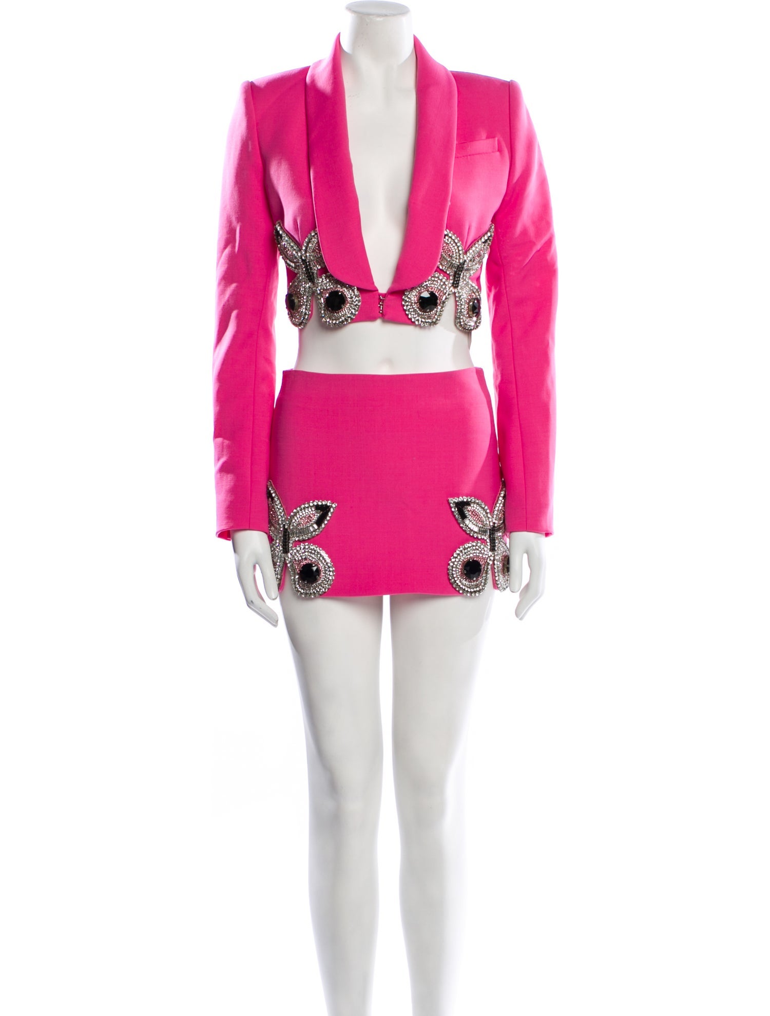 Area Virgin Wool Printed Skirt Suit w/ Tags