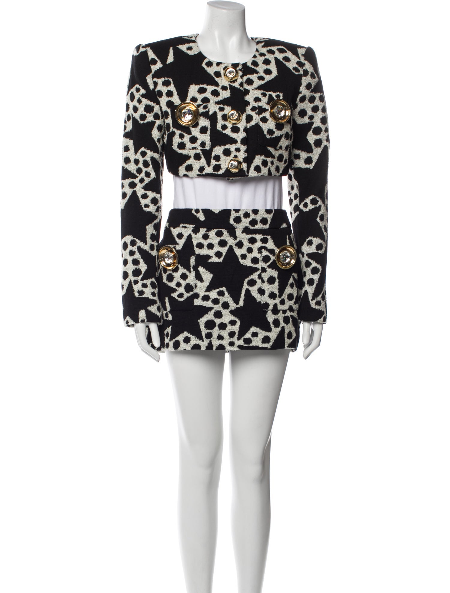 Area Patterned Crystal Embellishments Skirt Set