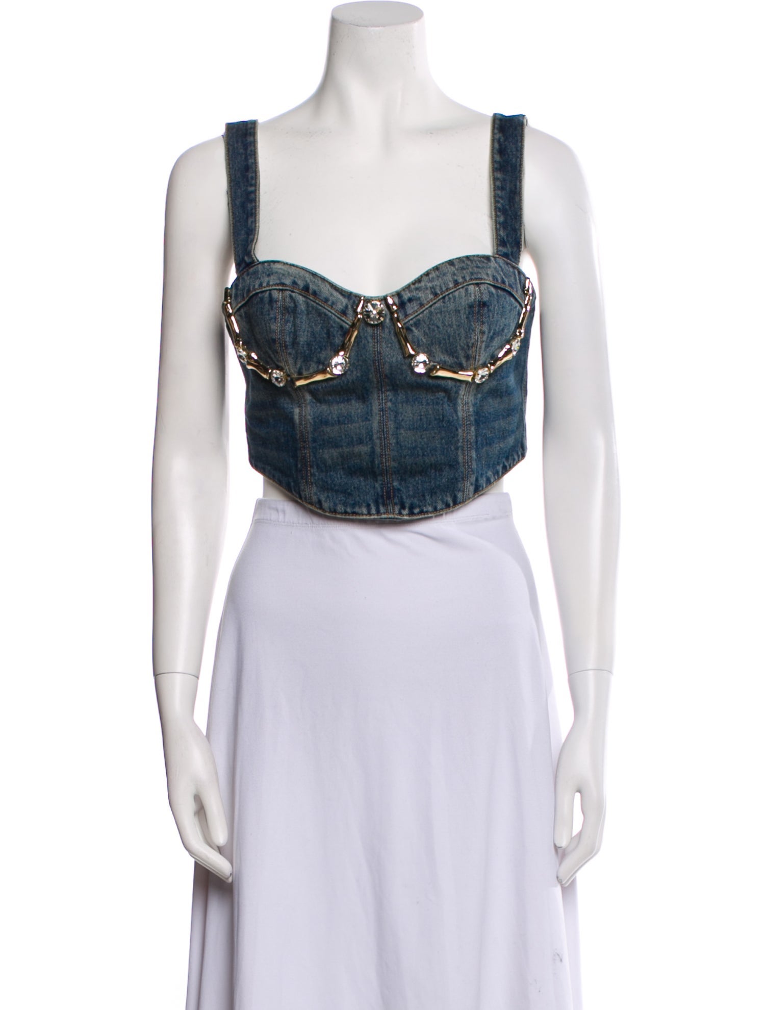 Area Square Neckline Sleeveless Crop Top