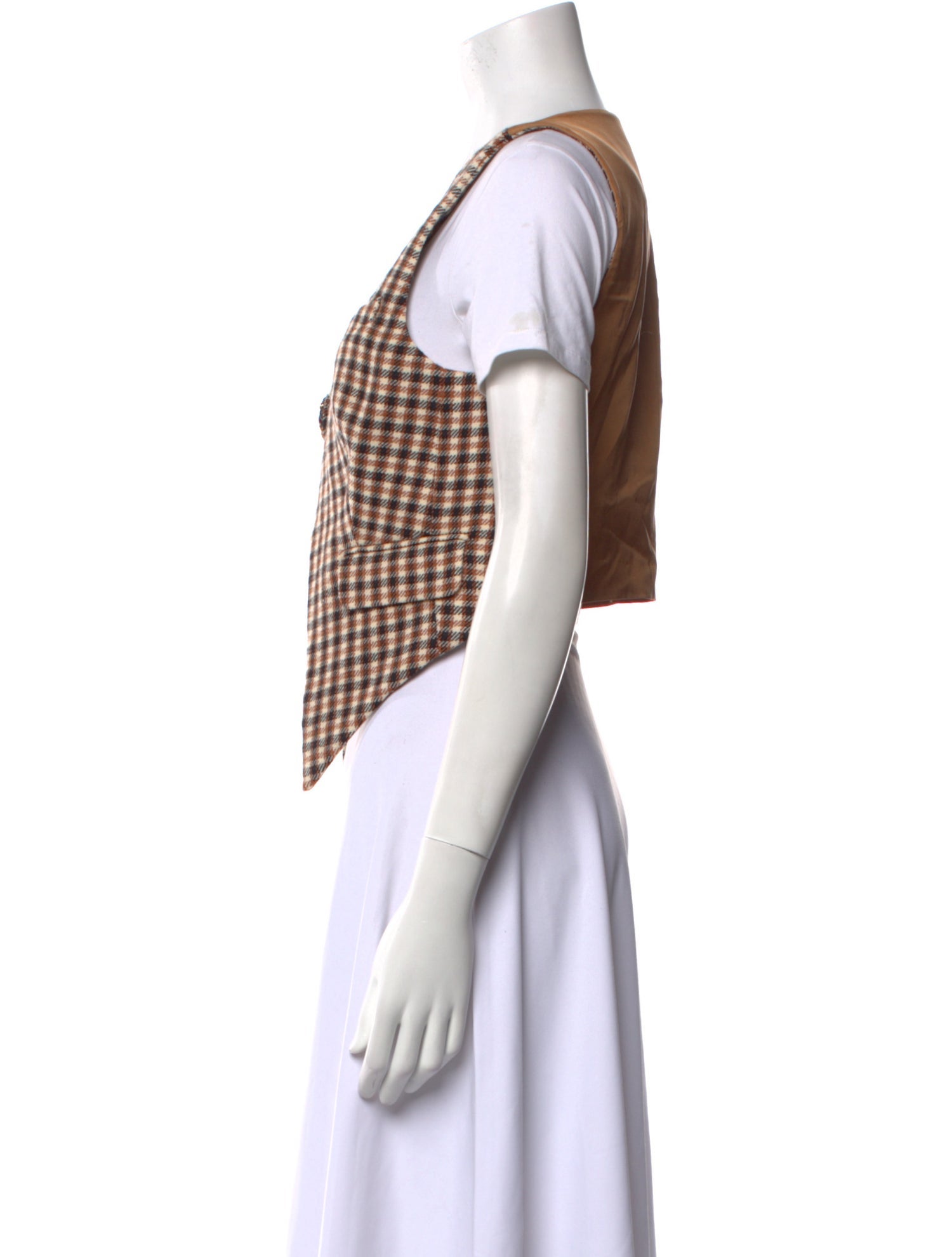 Area Virgin Wool Plaid Print Crop Top