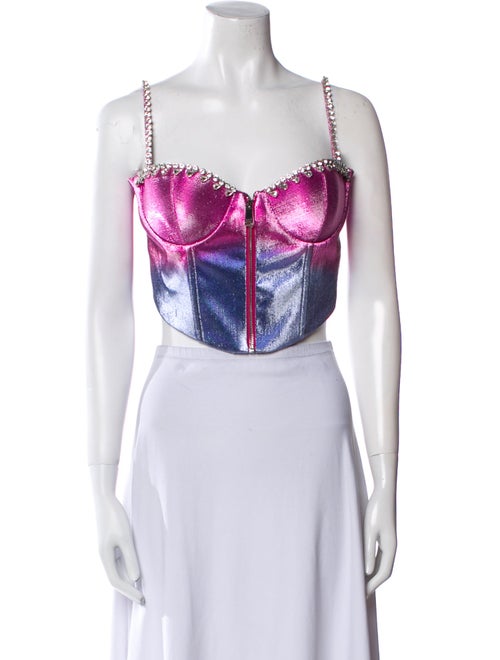 Area V-Neck Sleeveless Crop Top