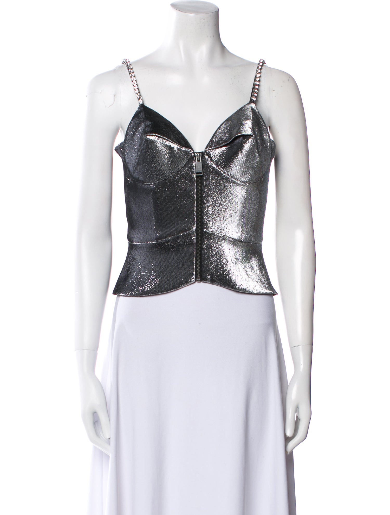 Area V-Neck Sleeveless Crop Top