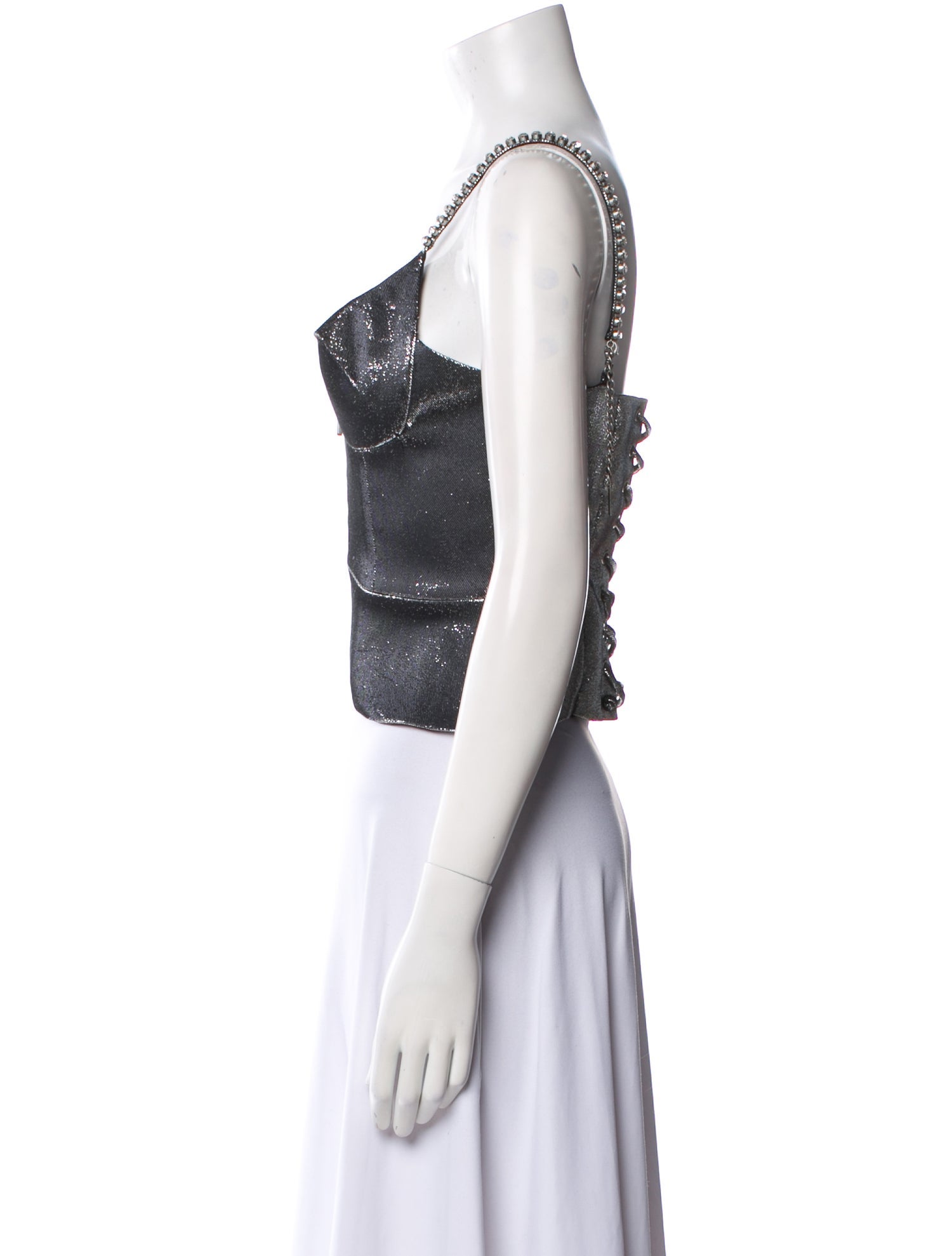 Area V-Neck Sleeveless Crop Top