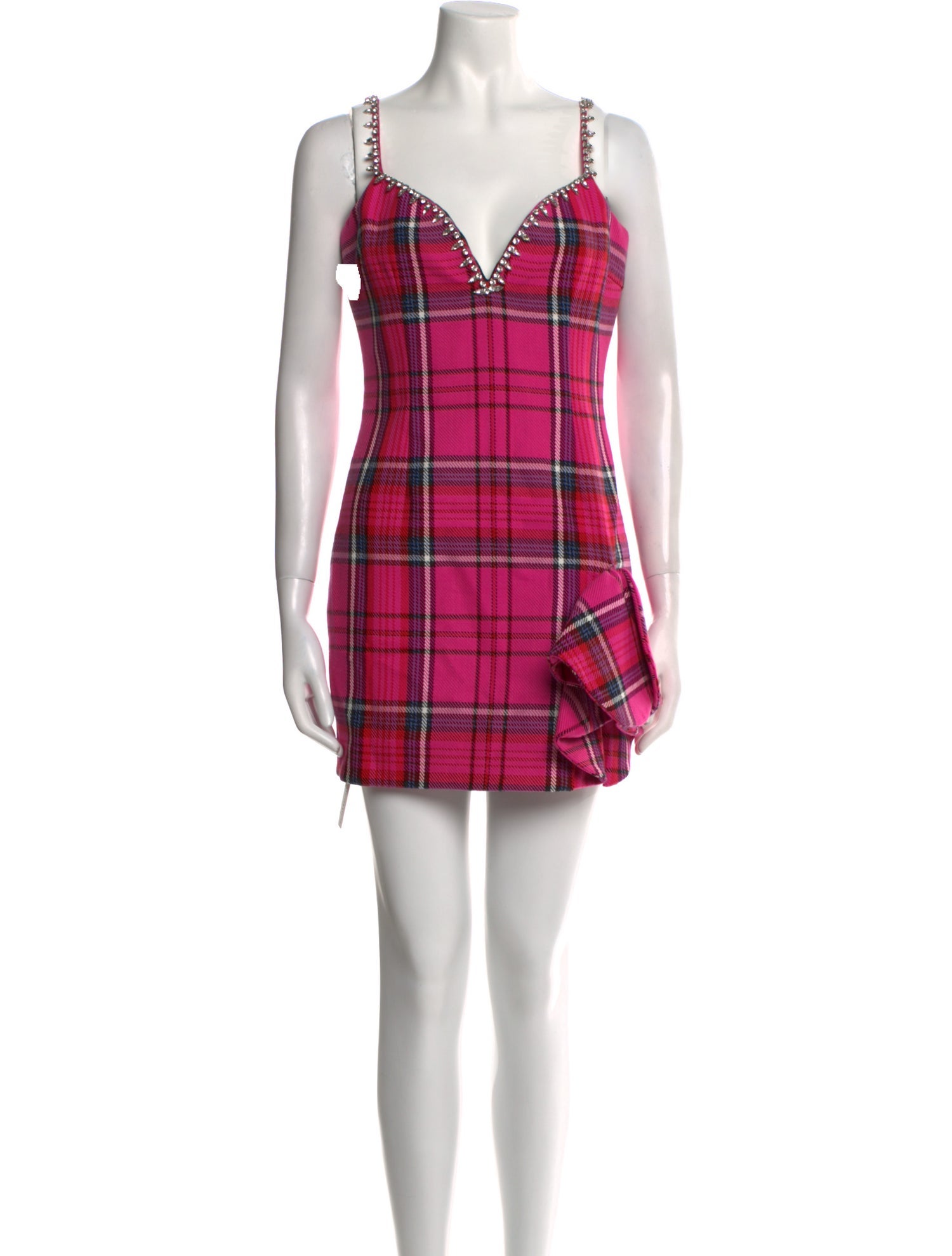 Area Plaid Print Mini Dress