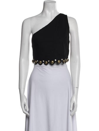 Area One-Shoulder Sleeveless Crop Top