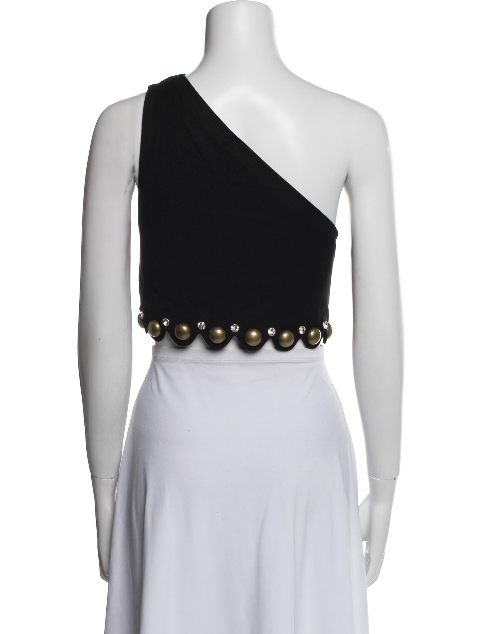 Area One-Shoulder Sleeveless Crop Top