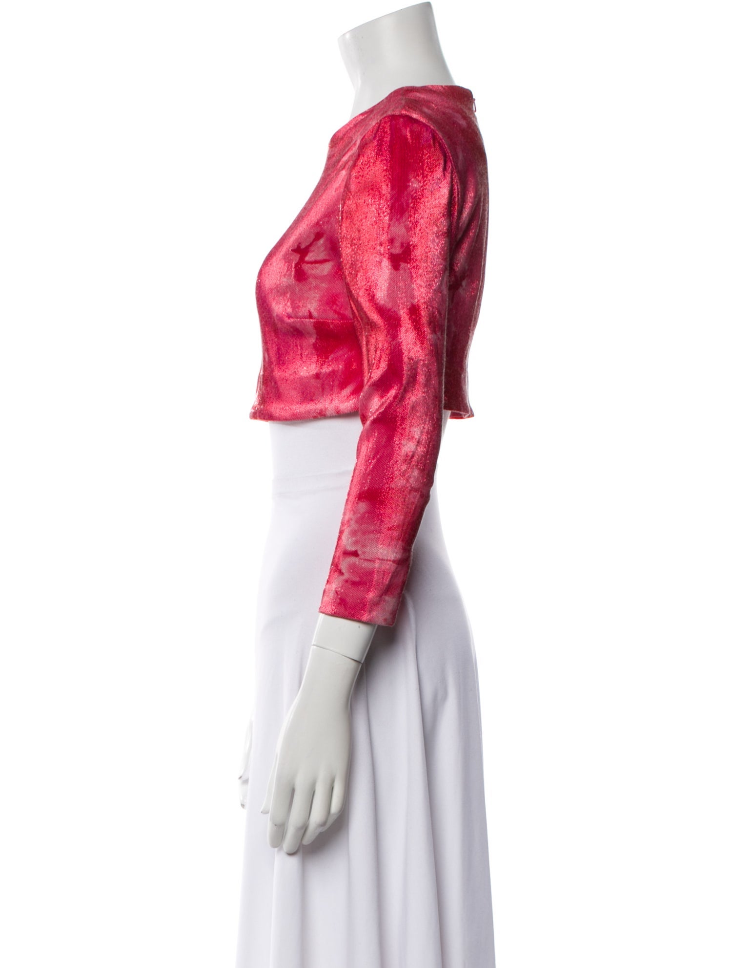 Area Printed Crew Neck Crop Top