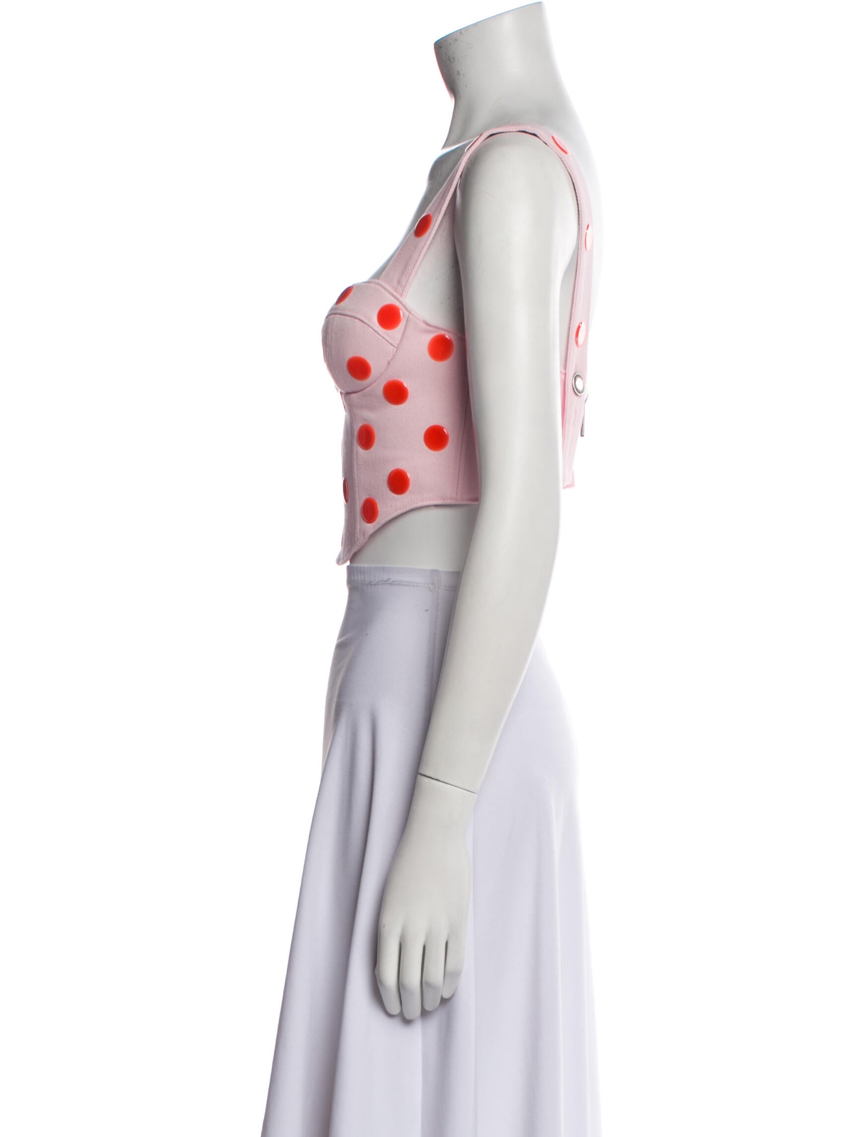 Area Polka Dot Print Square Neckline Crop Top