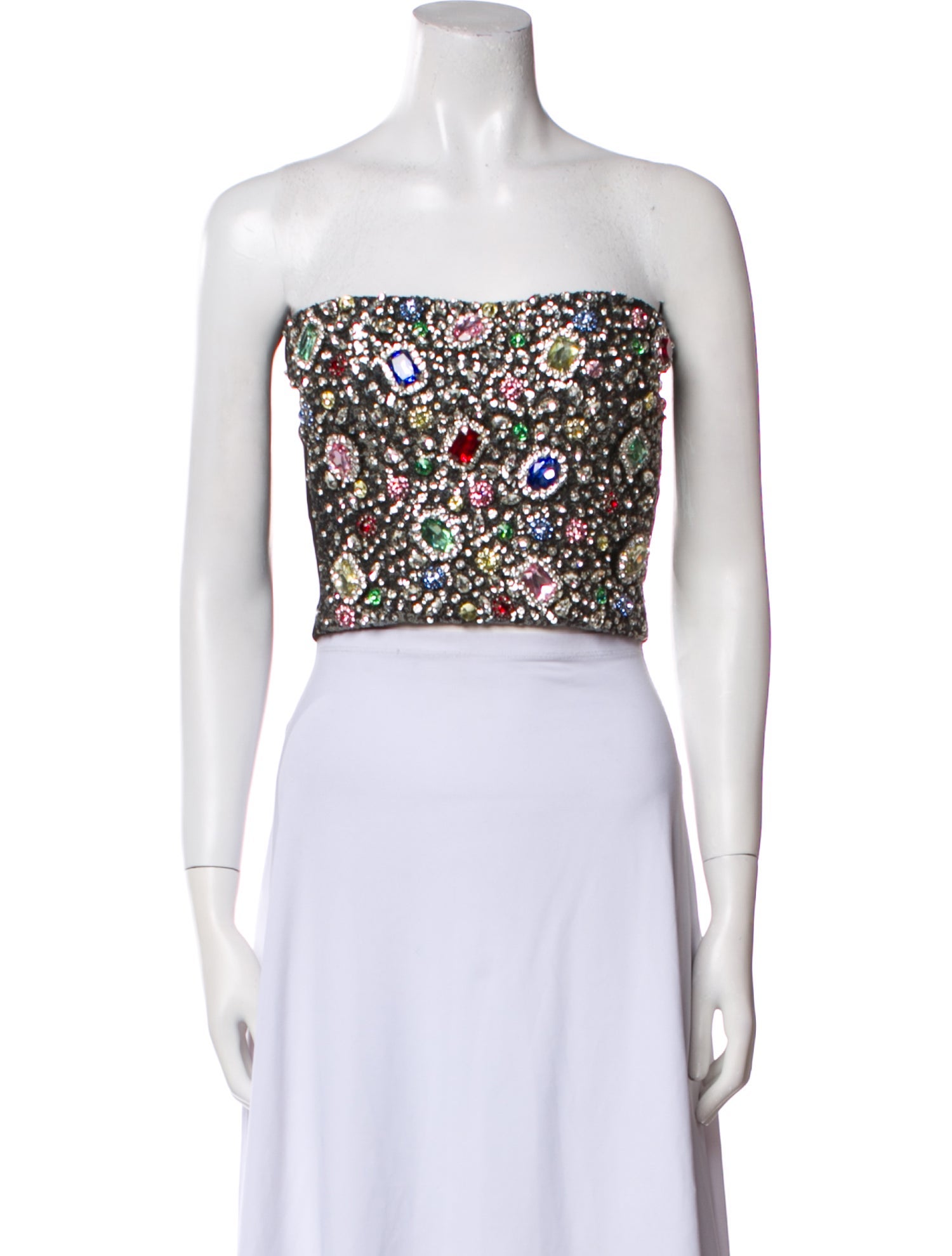 Area Printed Strapless Crop Top