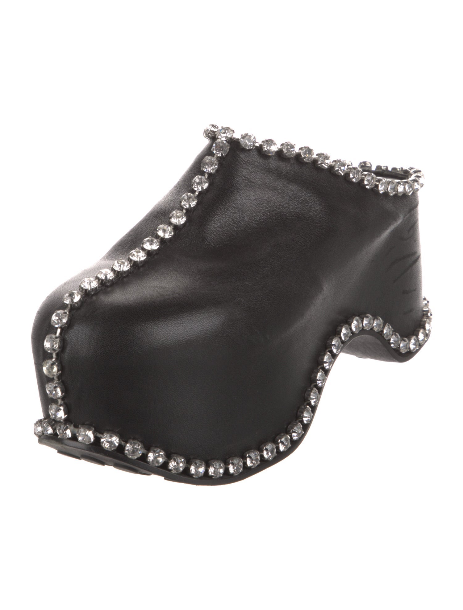 Area Leather Crystal Embellishments Mules