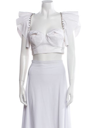 Area Square Neckline Short Sleeve Crop Top