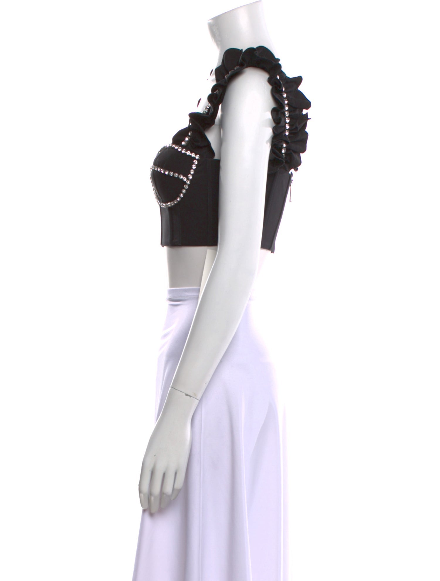 Area Square Neckline Short Sleeve Crop Top