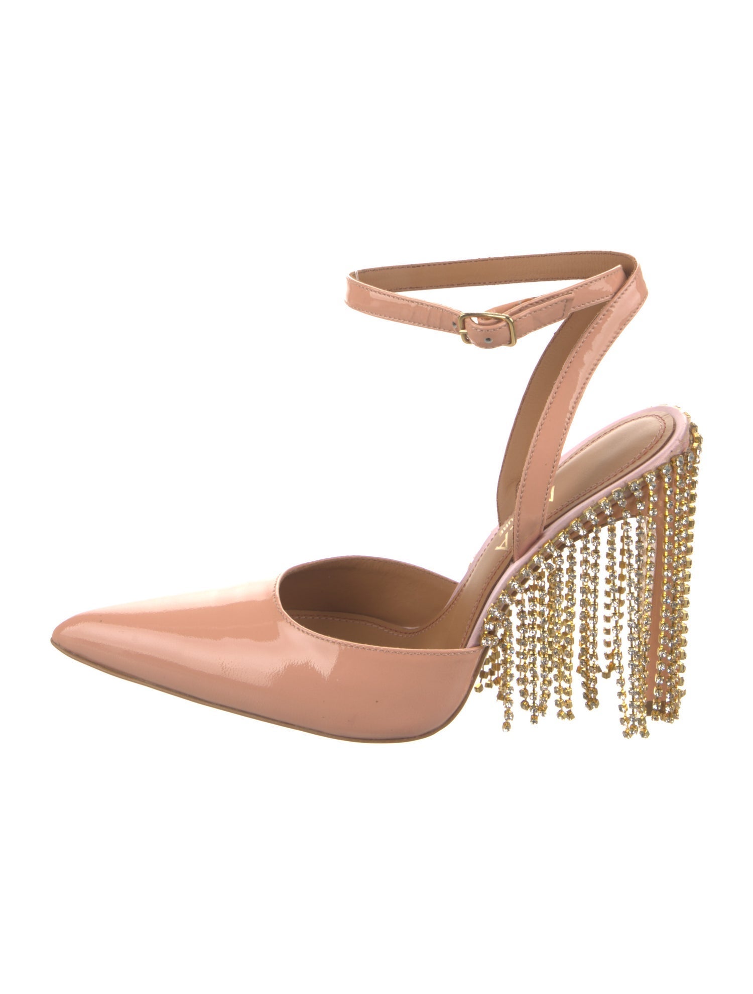 Area Patent Leather Crystal Embellishments D'Orsay Pumps