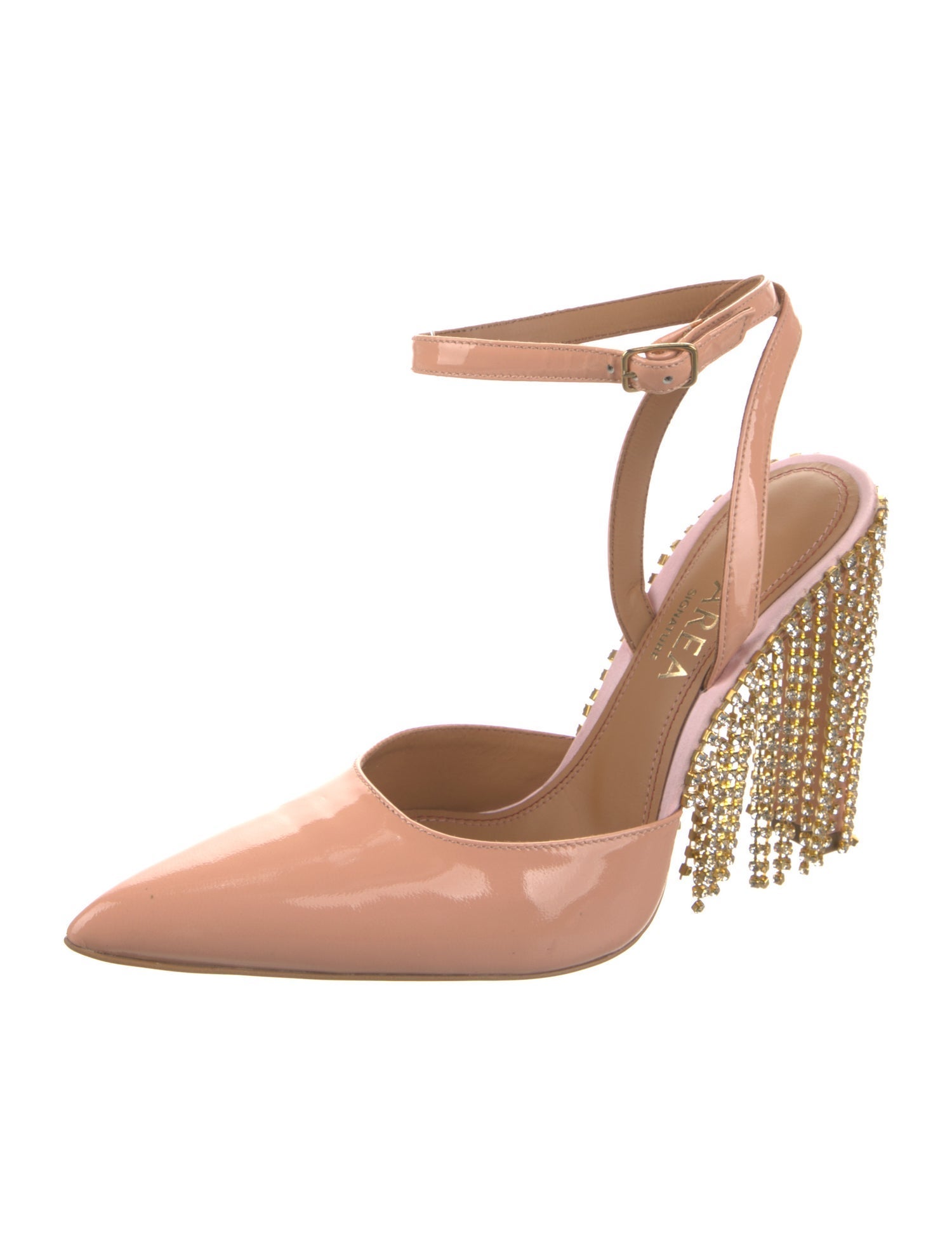 Area Patent Leather Crystal Embellishments D'Orsay Pumps
