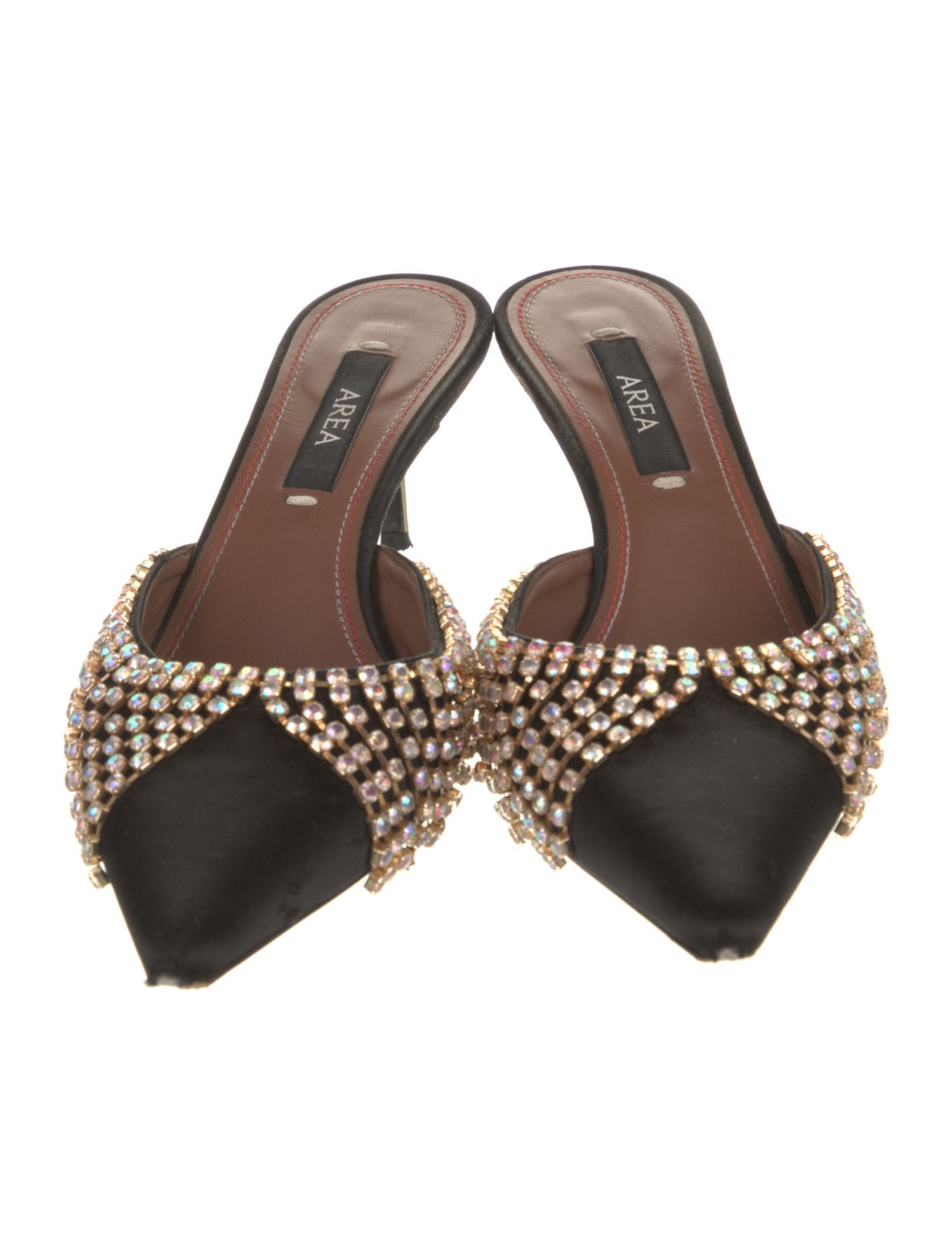 Area Satin Crystal Embellishments Mules