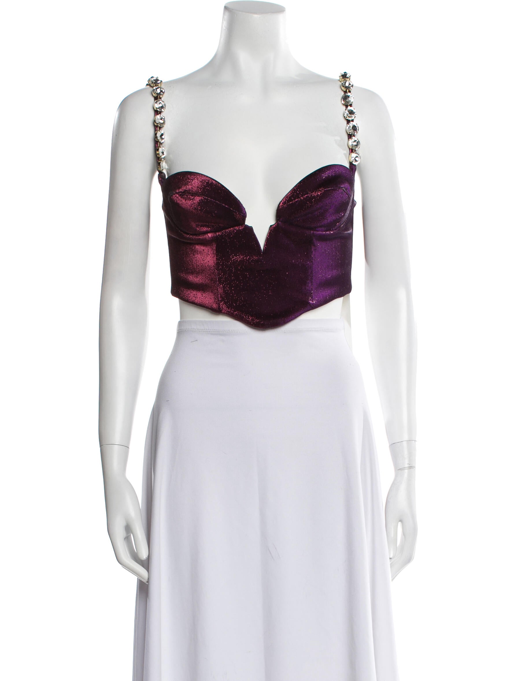 Area V-Neck Sleeveless Crop Top