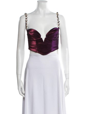 Area V-Neck Sleeveless Crop Top