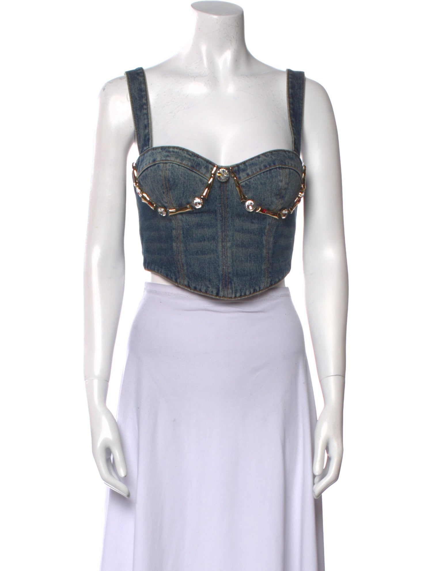 Area Square Neckline Sleeveless Crop Top