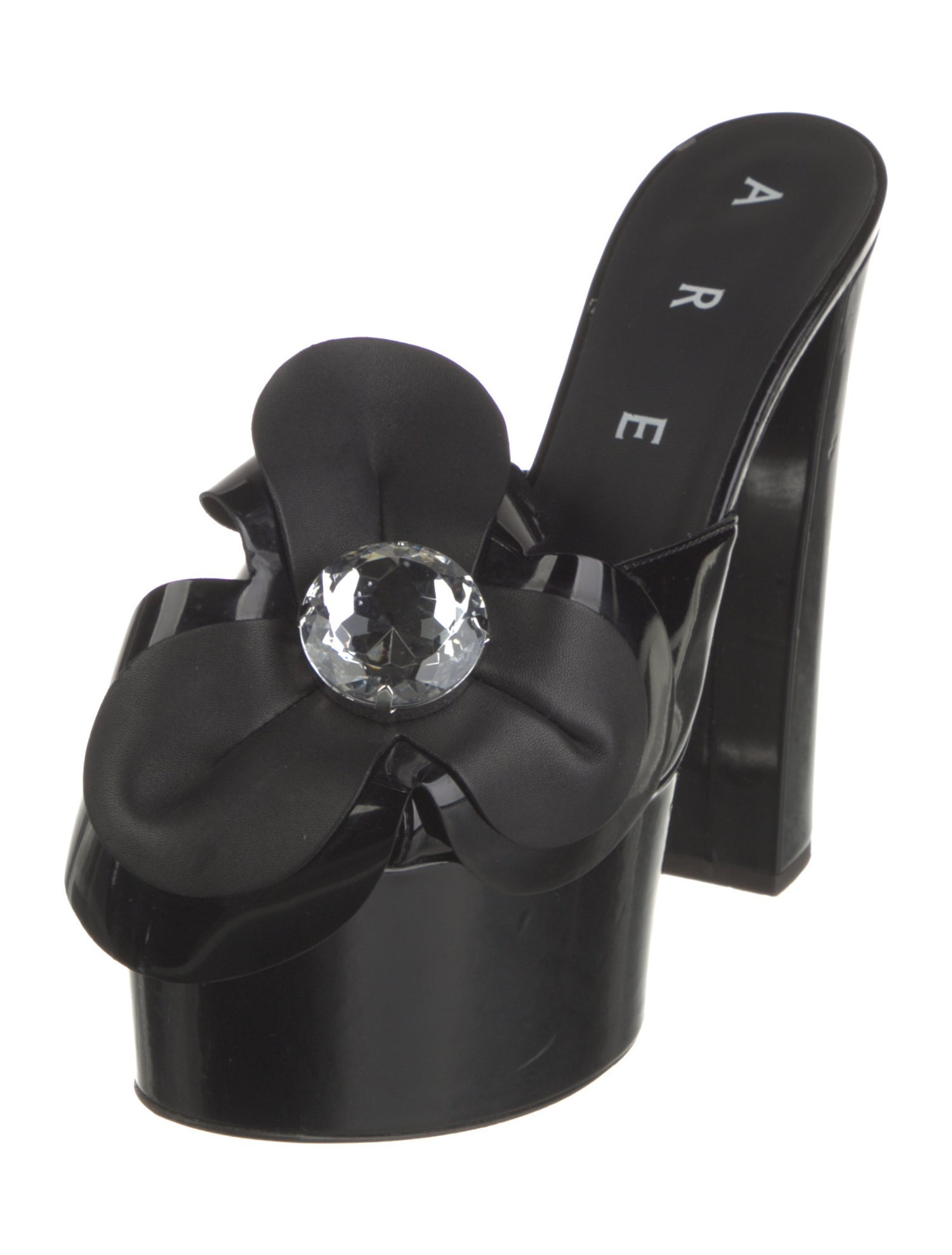 Area Patent Leather Crystal Embellishments Slides