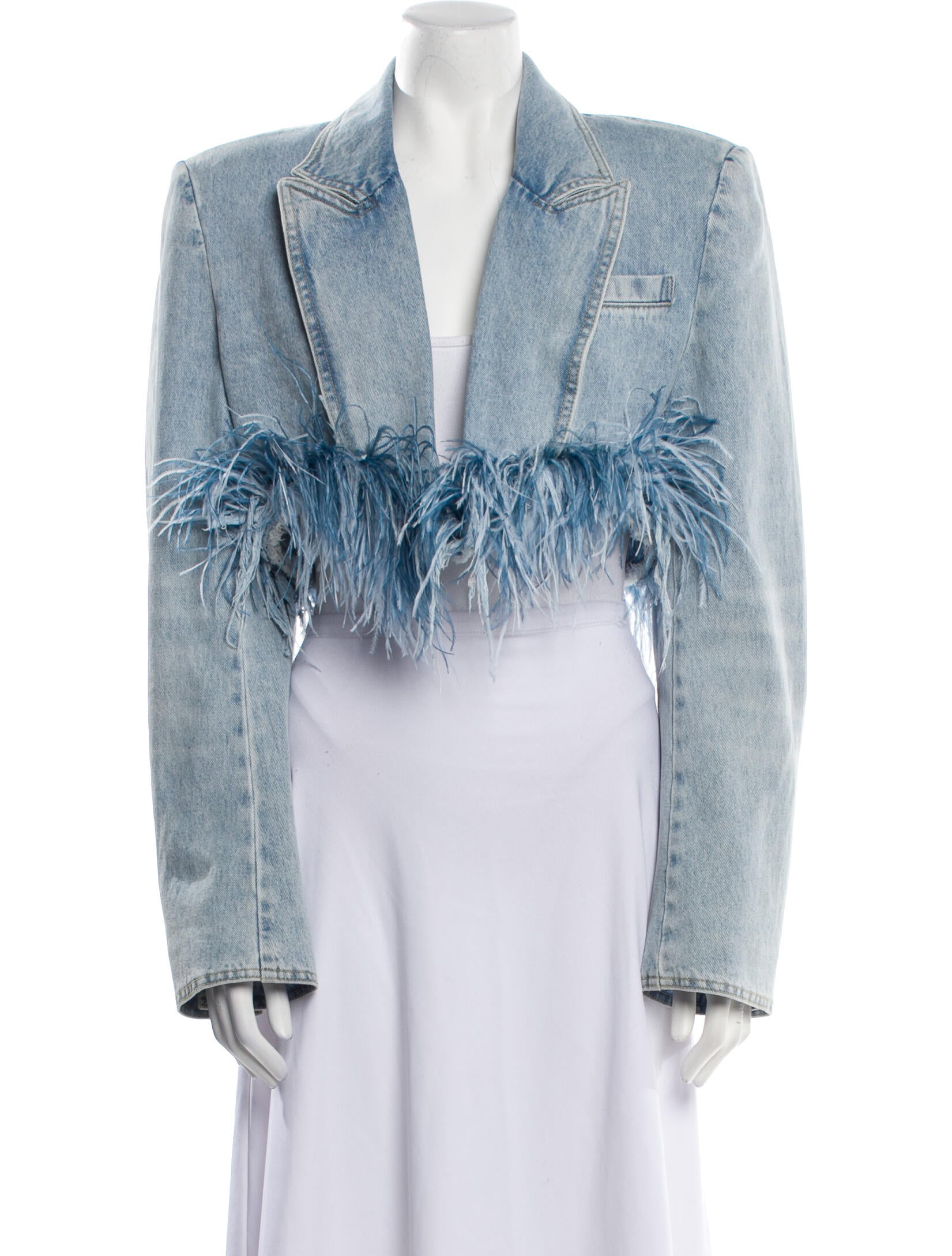 Area Tweed Pattern Denim Jacket