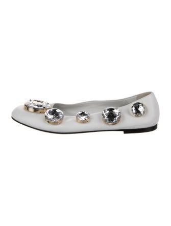 Area Leather Crystal Embellishments Flats