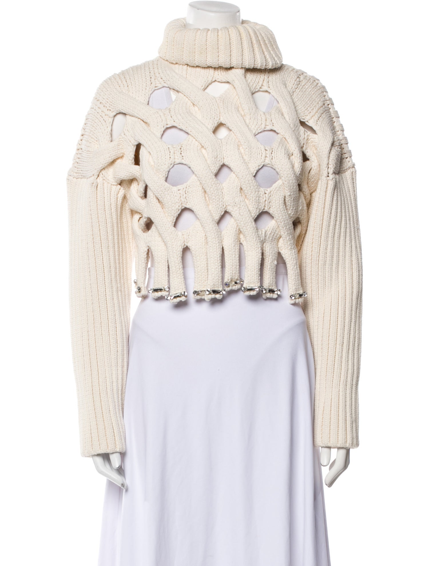 Area Wool Lace Pattern Crop Top