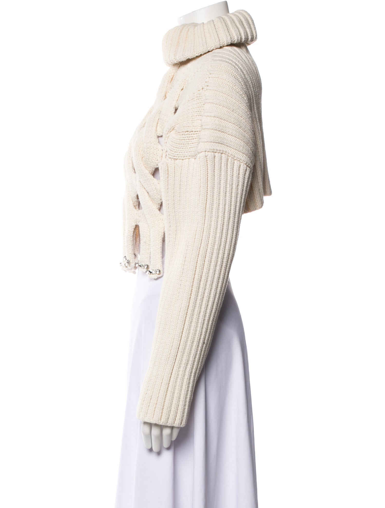 Area Wool Lace Pattern Crop Top