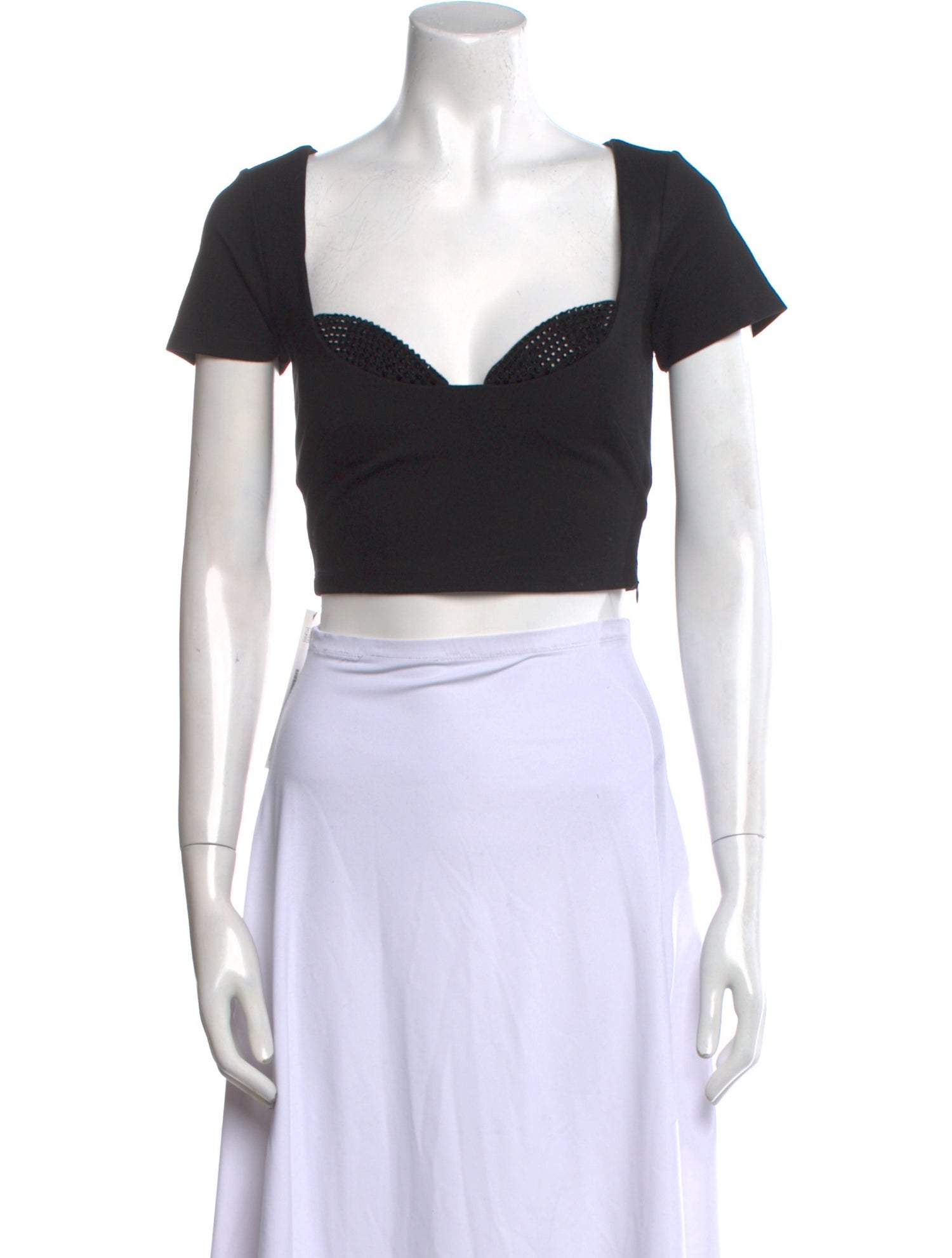 Area Square Neckline Short Sleeve Crop Top