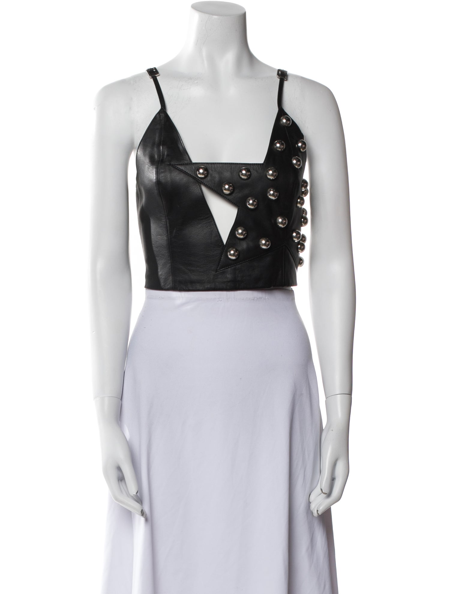 Area Leather Square Neckline Crop Top w/ Tags