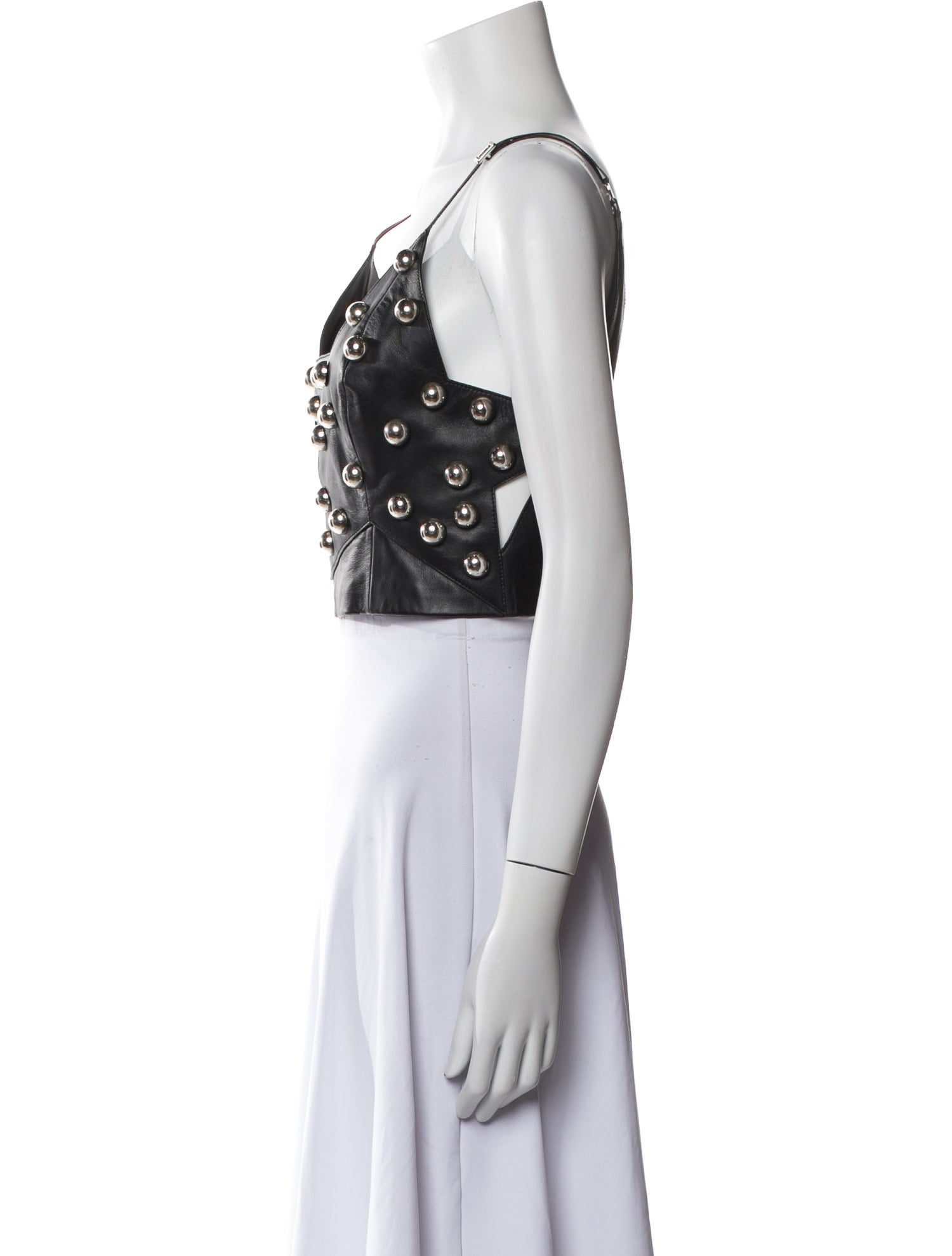 Area Leather Square Neckline Crop Top w/ Tags