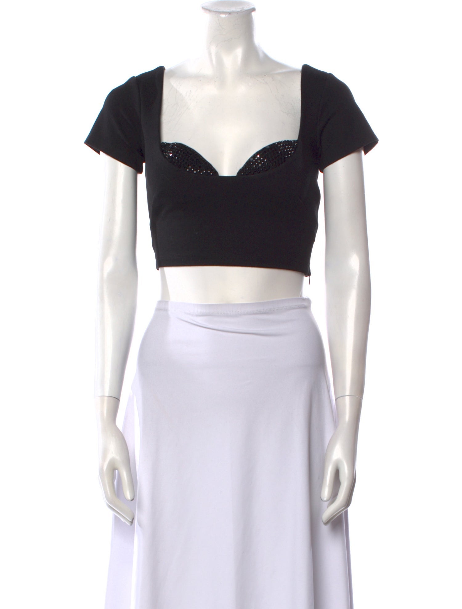 Area Square Neckline Short Sleeve Crop Top