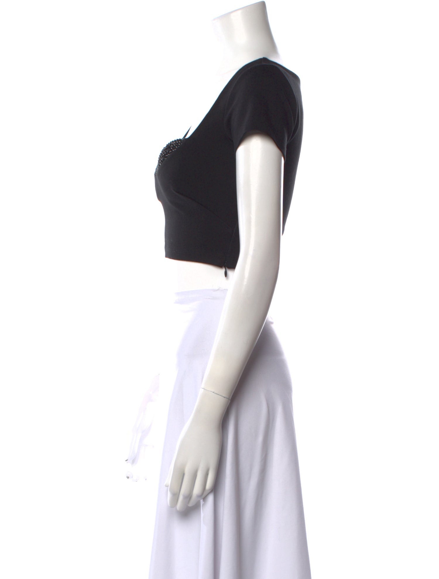 Area Square Neckline Short Sleeve Crop Top