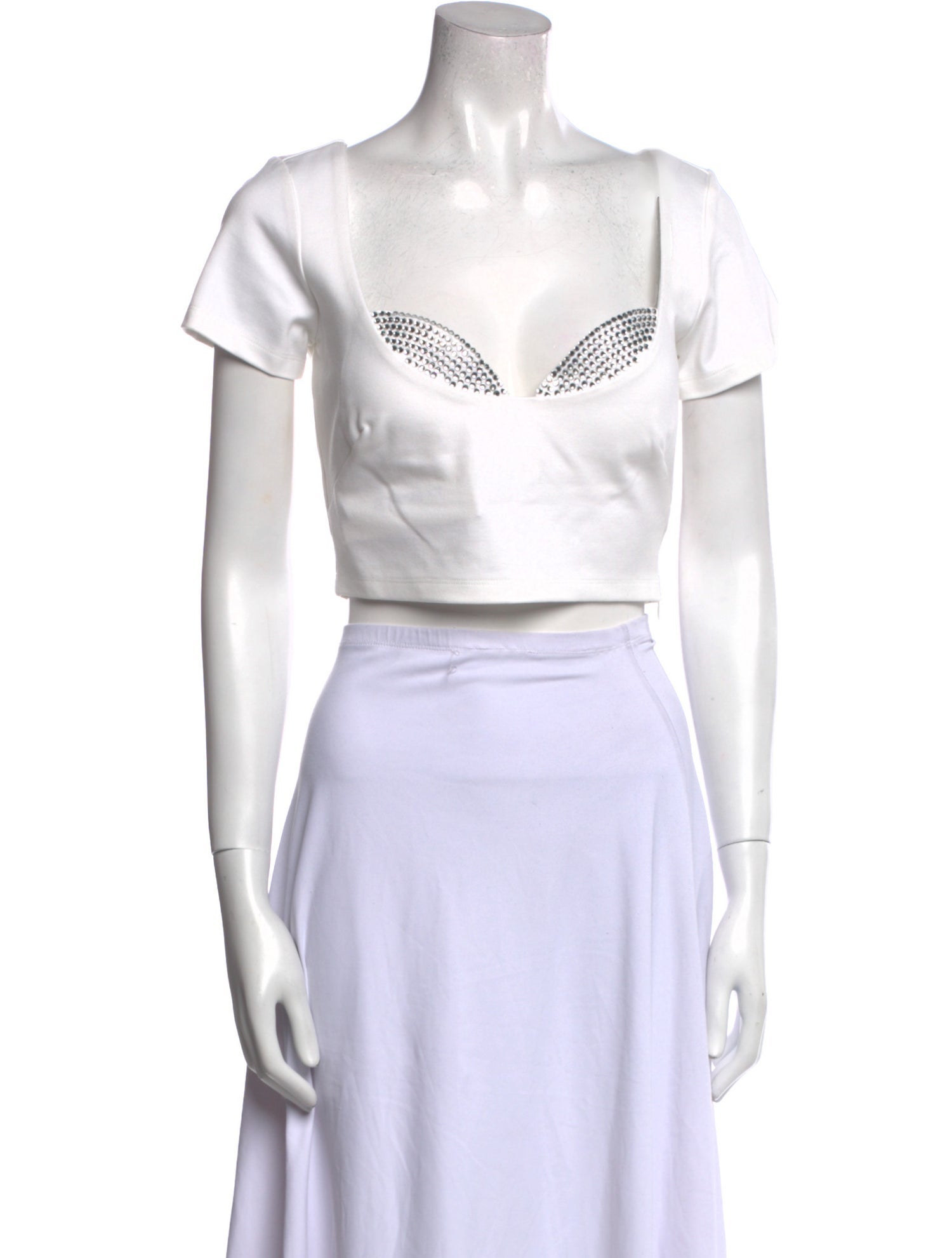 Area Square Neckline Short Sleeve Crop Top w/ Tags