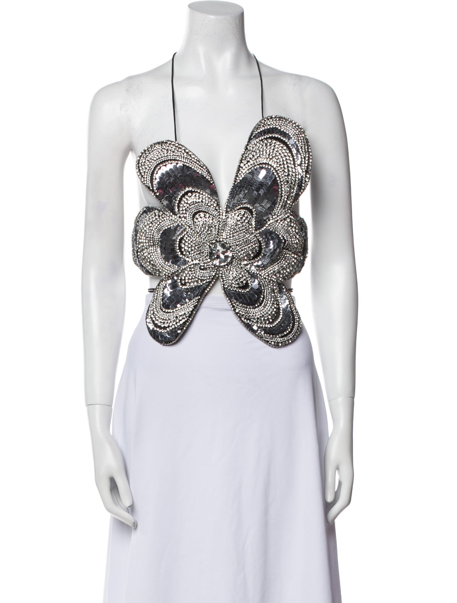 Area Paisley Print Halterneck Crop Top