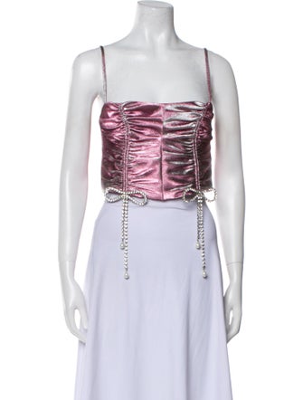 Area Square Neckline Sleeveless Crop Top