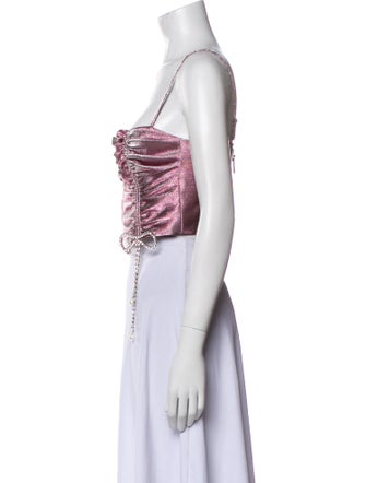 Area Square Neckline Sleeveless Crop Top