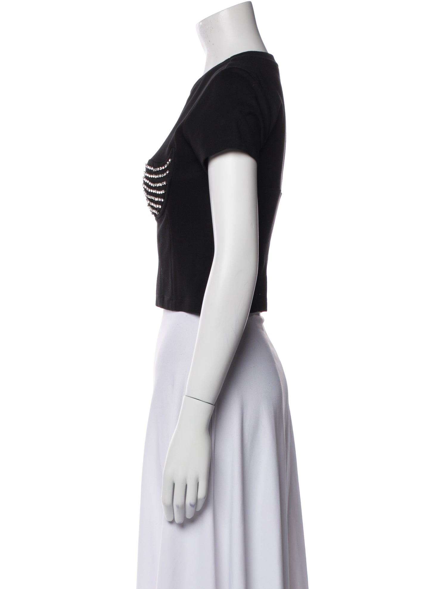 Area Printed Crew Neck Crop Top