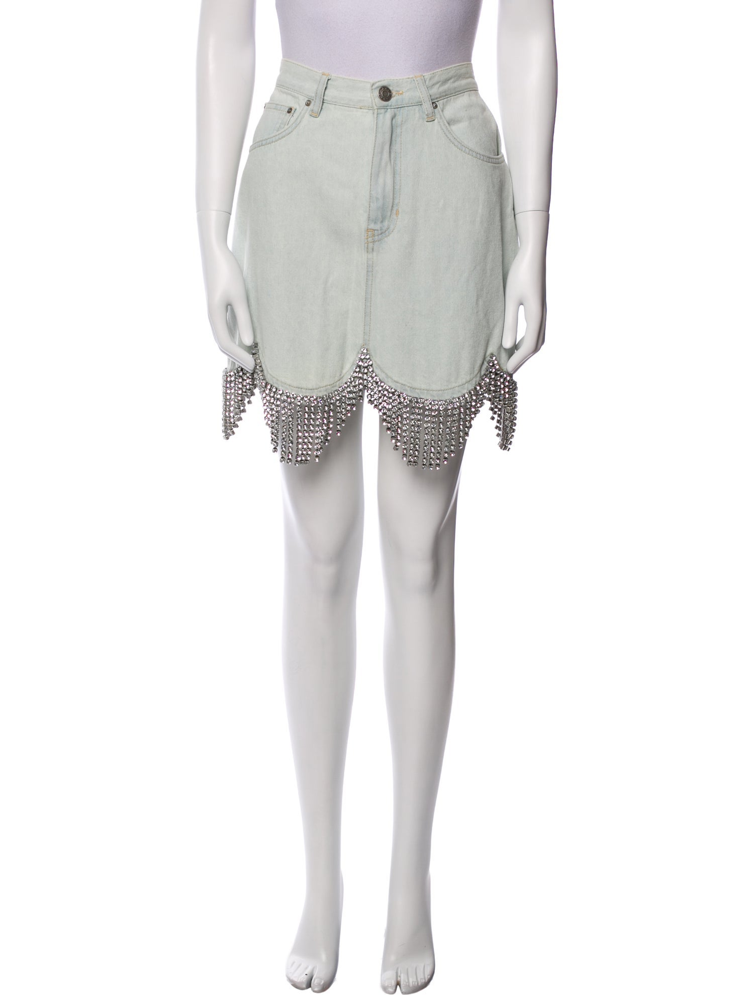 Area Crystal Embellishments Mini Skirt