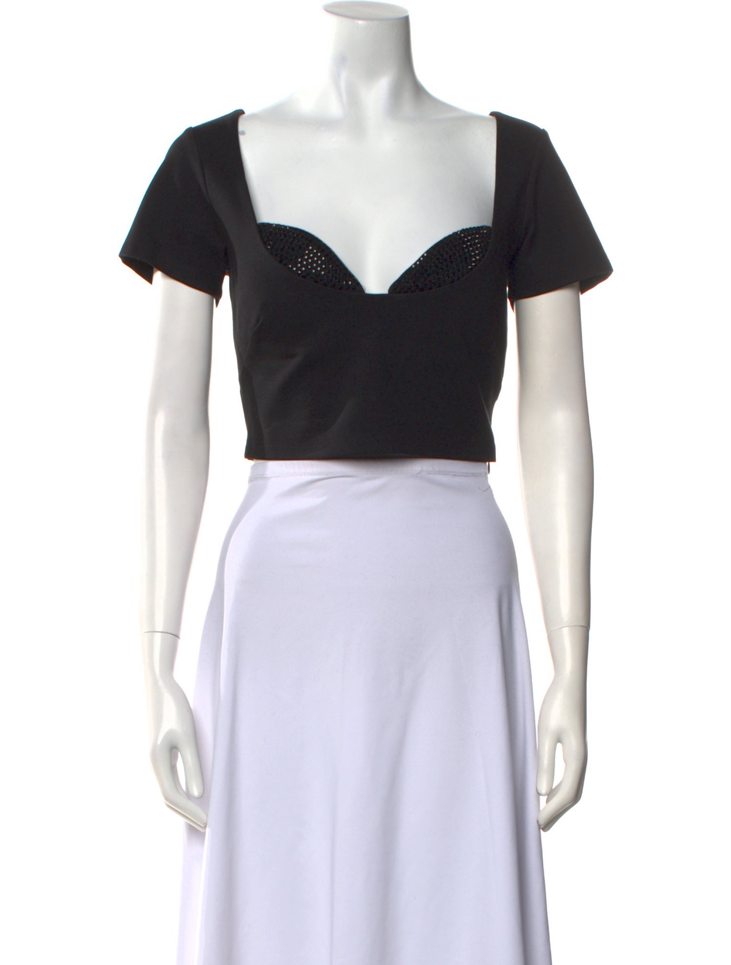 Area Square Neckline Short Sleeve Crop Top