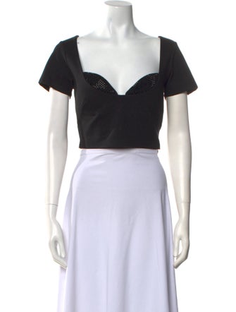 Area Square Neckline Short Sleeve Crop Top