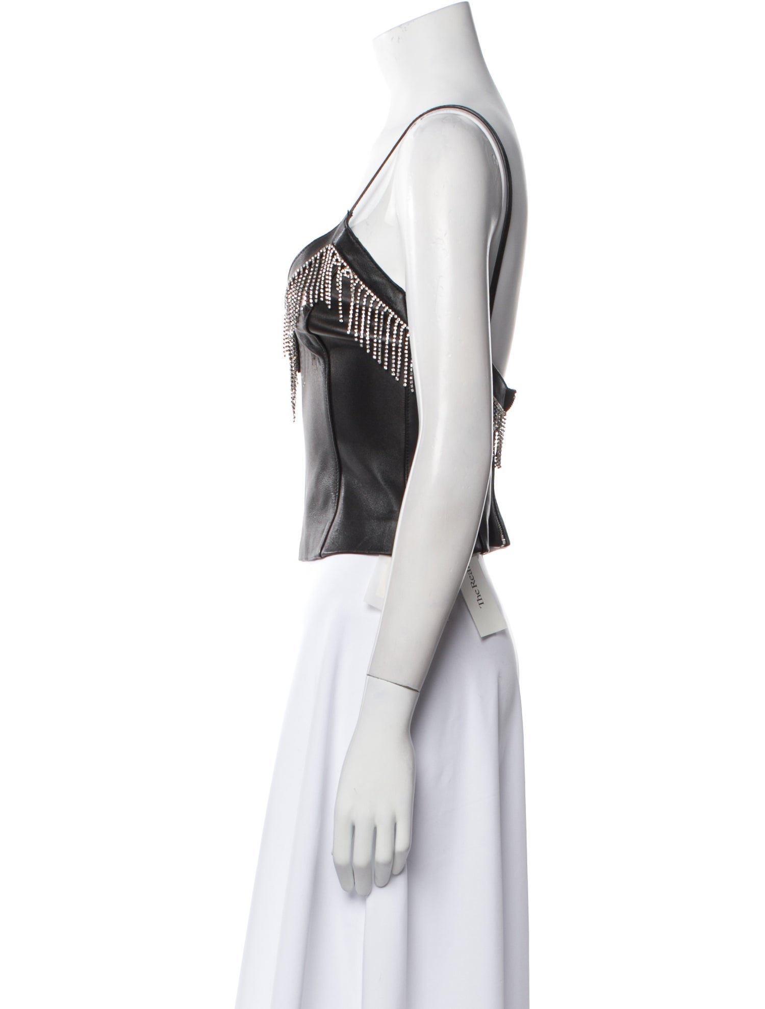 Area Leather V-Neck Crop Top w/ Tags