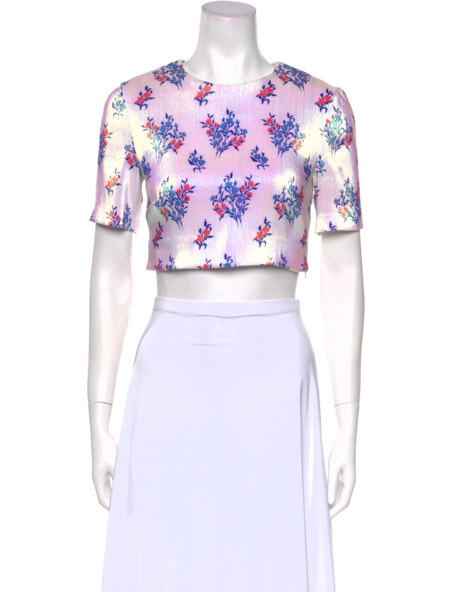 Area Floral Print Crew Neck Crop Top