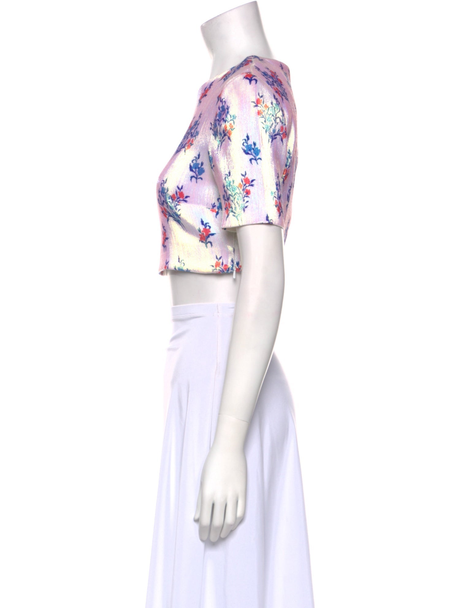 Area Floral Print Crew Neck Crop Top