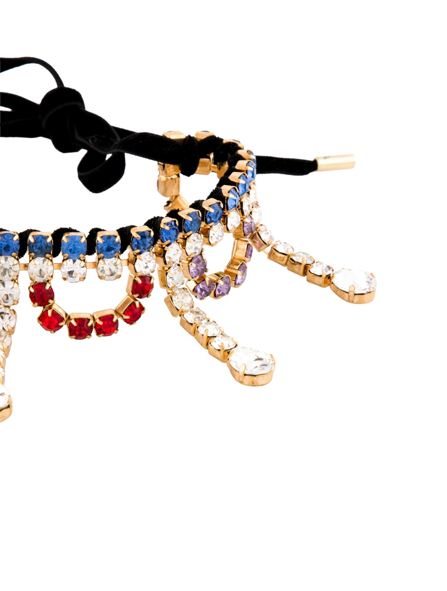 Area Velvet & Crystal Embellished 'Scalloped' Collar Necklace