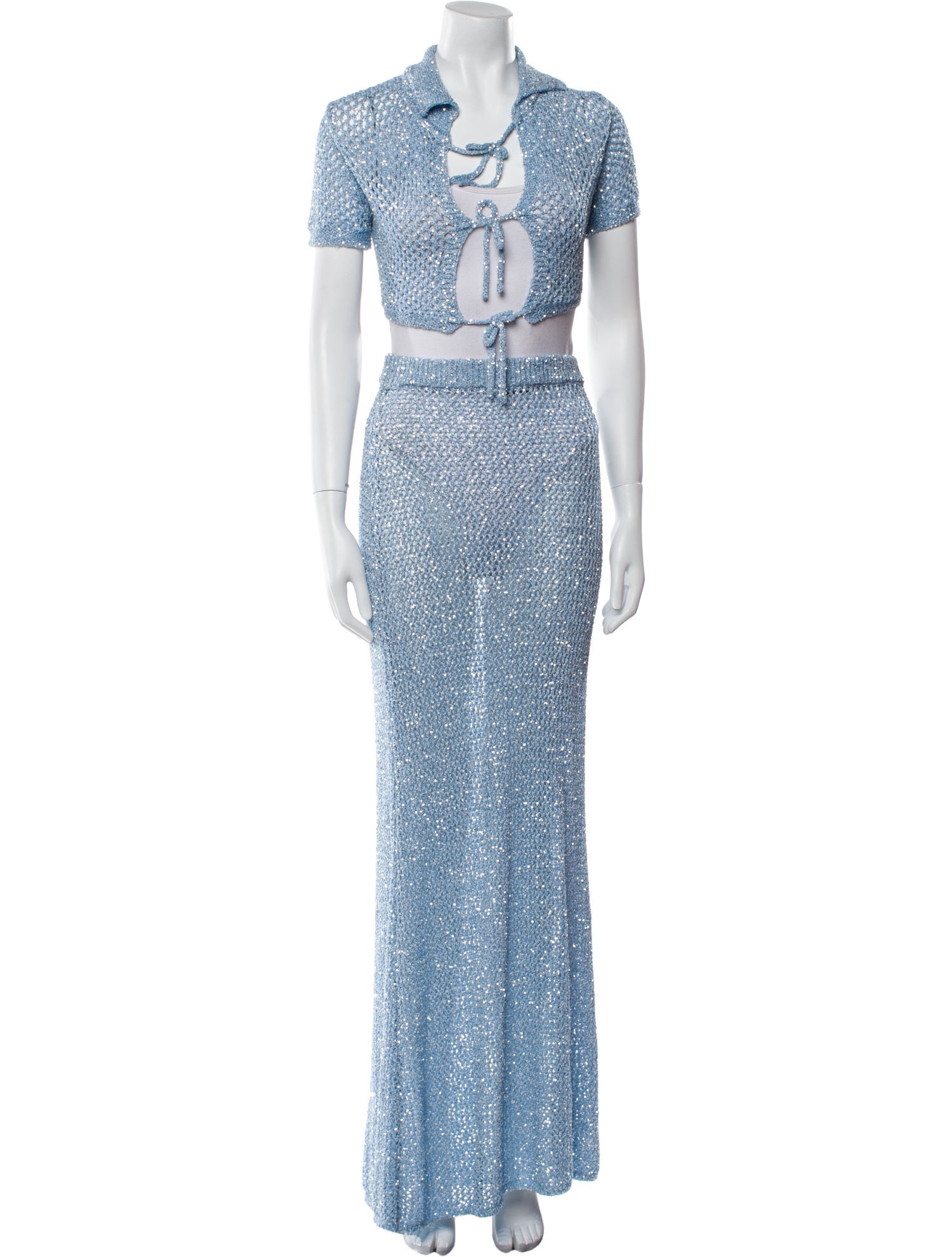 Area Sequin Embellishments Skirt Set