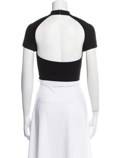 Area Lace Pattern Mock Neck Crop Top