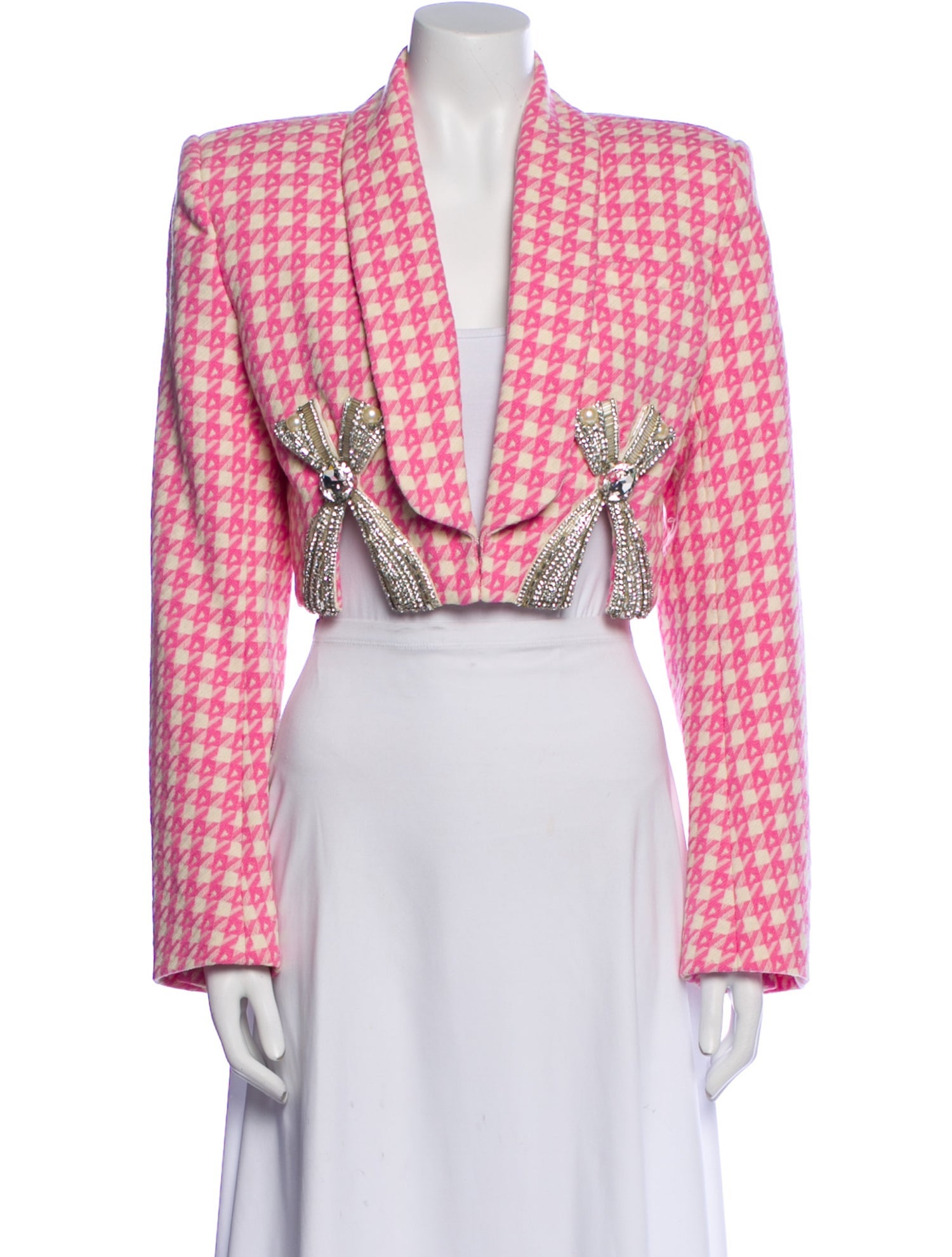 Area Virgin Wool Plaid Print Bolero