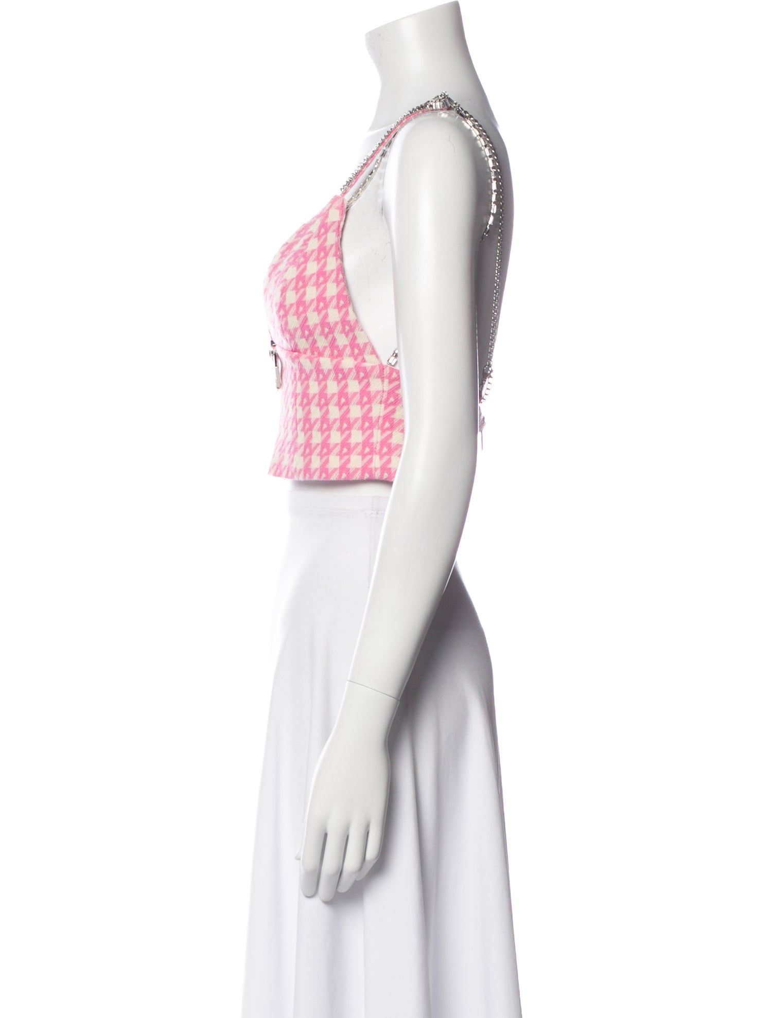 Area Plaid Print V-Neck Crop Top