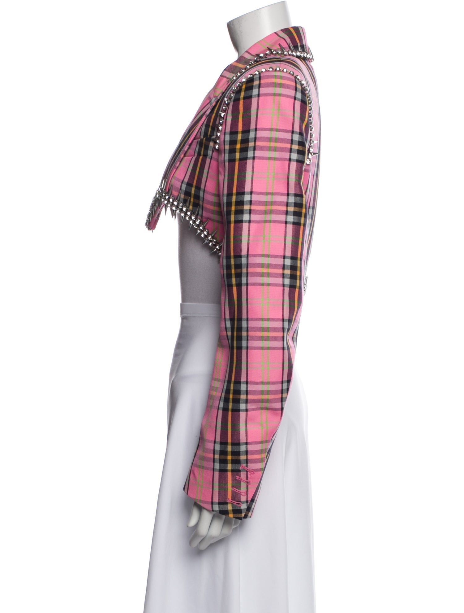 Area Virgin Wool Plaid Print Bolero